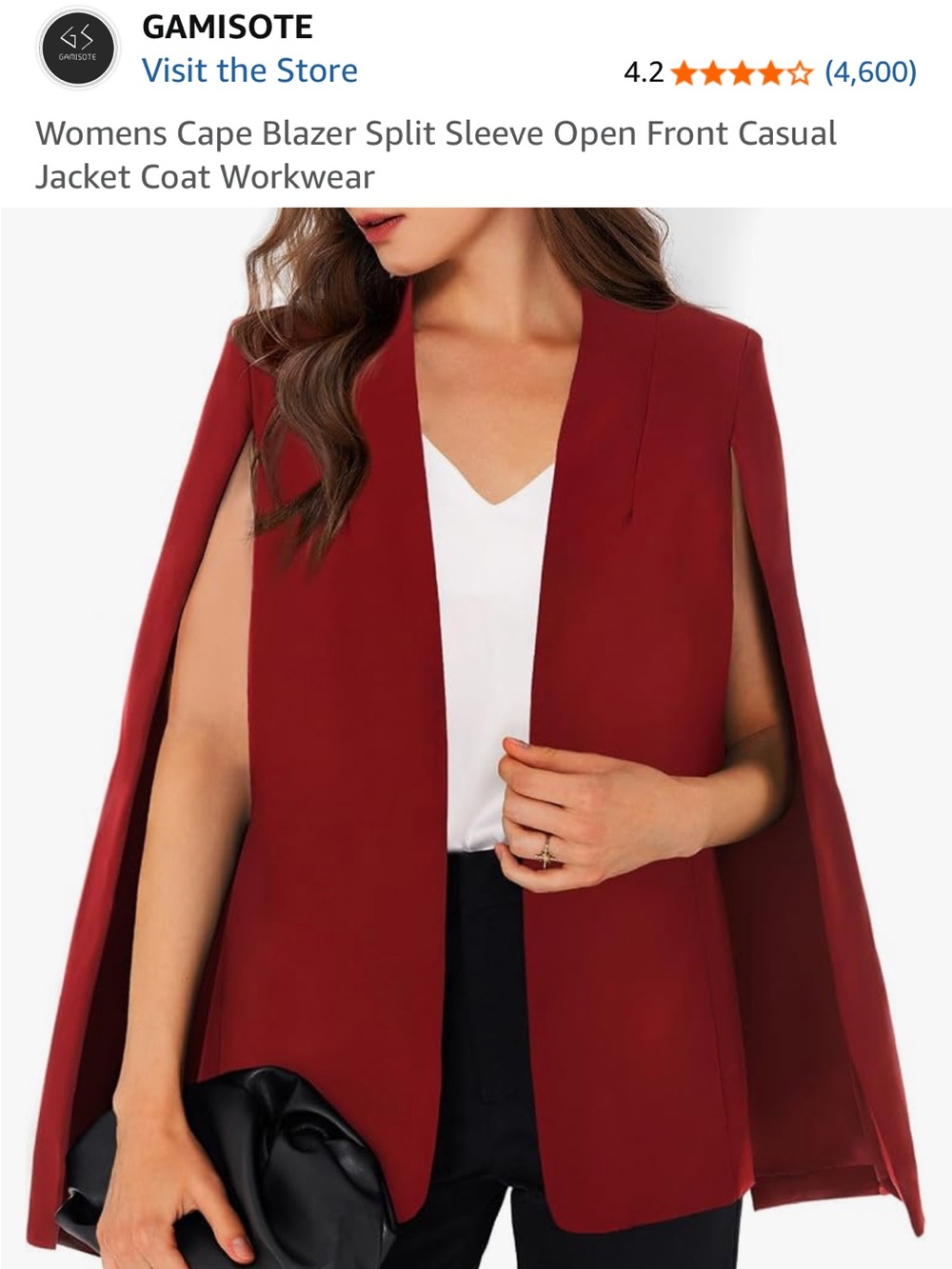 Amazon Women's Open-Front Cape Blazer Jacket - Burgundy-Red Color - Barely worn